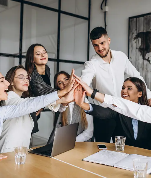 group people working out business plan office