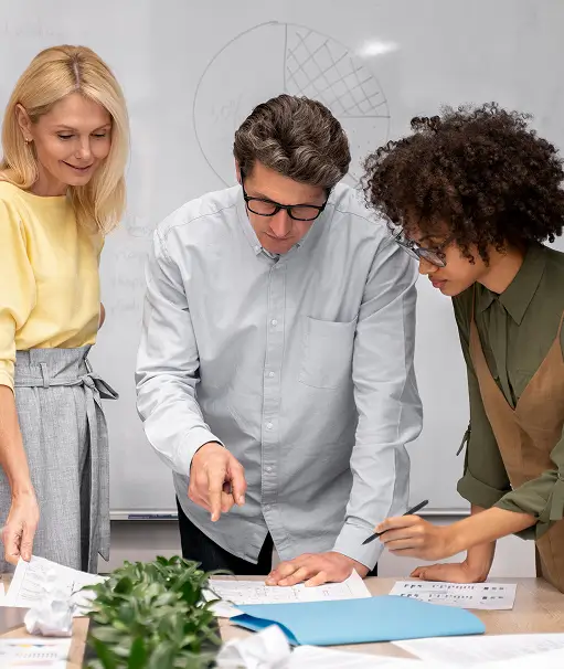 close-up young business team working