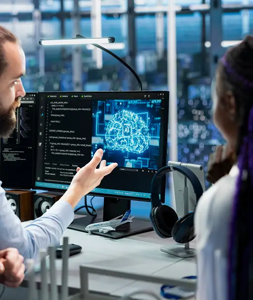 data center programmers collaborating working neural networks ai databases